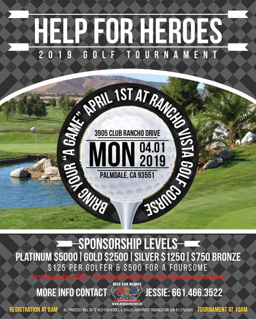 Tickets Help For Heroes 2nd Annual Golf Tournament in Palmdale, CA